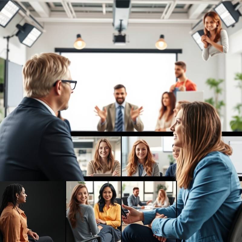 Een collage van beelden die interviewer training, middelen en ondersteuning weergeven.