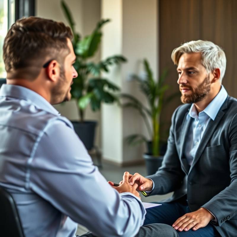 Een professionele interviewer die een kandidaat interviewt.