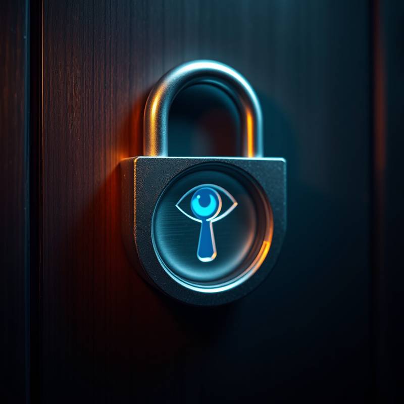 Een slot met een sleutelgat in de vorm van een oog, wat privacy en gegevensbescherming symboliseert.